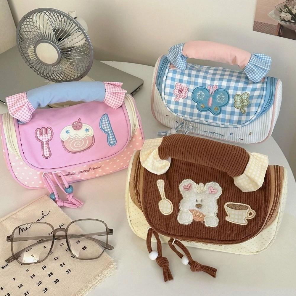 Desktop Storage Cartoon Stationery Bag Cake Butterfly Handheld Pencil Pouch Children