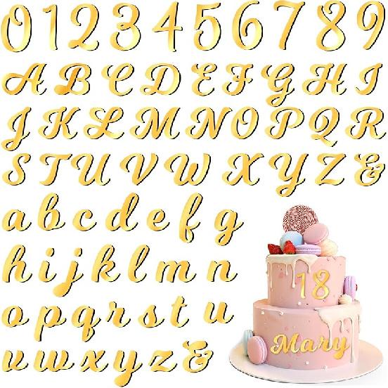 126 PCS Name Cake Topper Acrylic Letters DIY Personalized A-Z & 0-9 Number Alphabet Cake Decoration For Wedding Anniversary Baby Shower Party