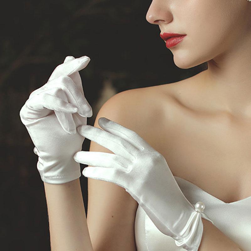 Женские солнцезащитные эластичные тонкие варежки с защитой от ультрафиолета, красные, белые, черные классические перчатки с полным пальцем для вождения