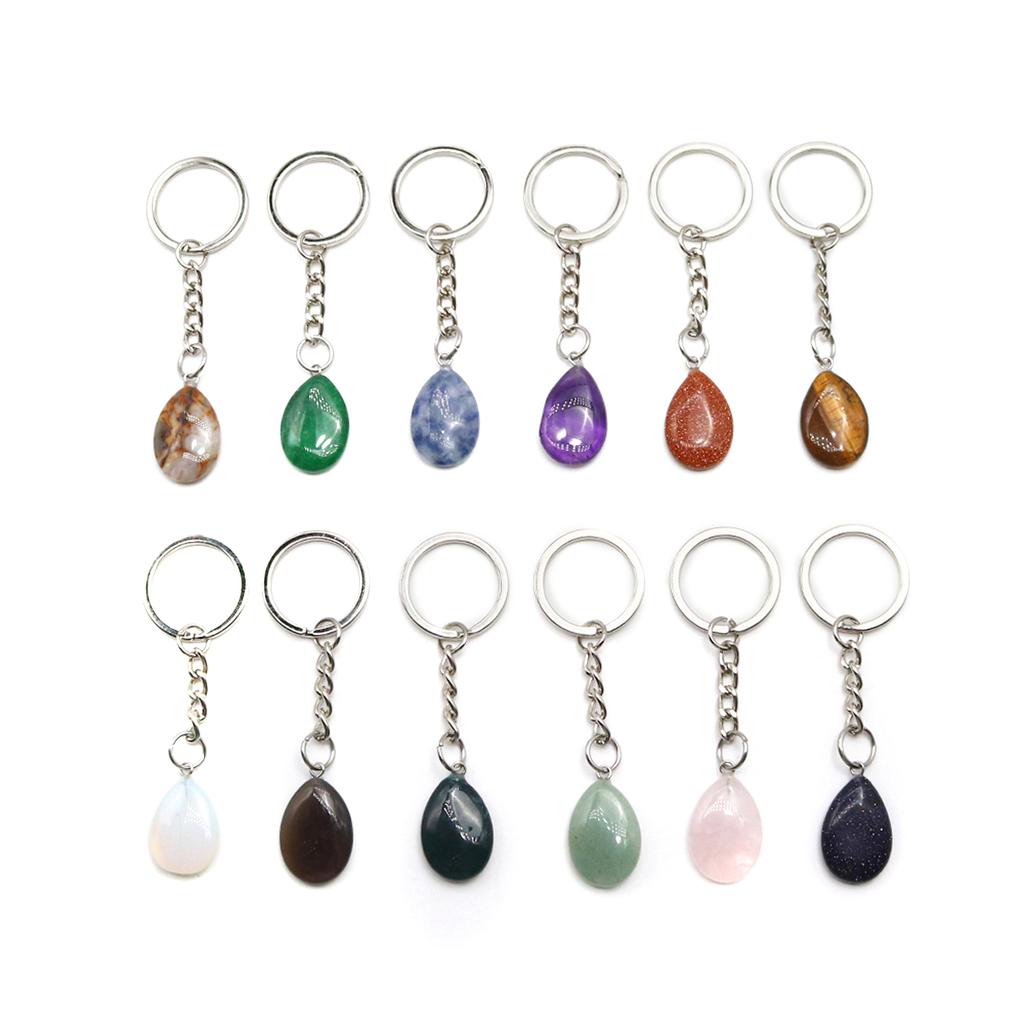 Брелок из натурального камня Брелок для ключей Брелок для ключей Drop Crystal Gems Key Finder Брелки для женщин Мужчины Ювелирные изделия, аксессуары для сумок 82x11 мм
