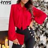 Women's Fashion Casual Spring Fall Solid Color Print Long Sleeve Blouses & Shirts