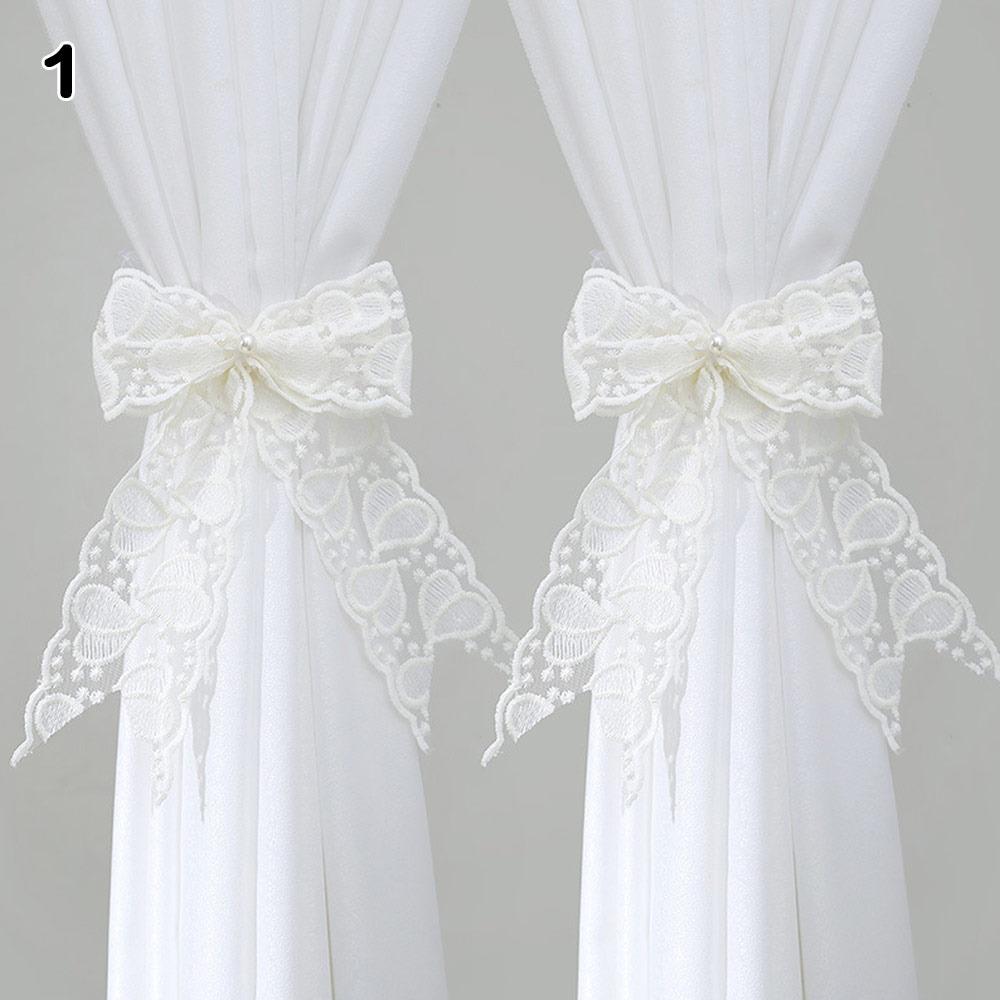 2Pcs/set Lace Bow-knot Curtain Strap Adjustable Window Curtain Buckles Creative Curtain Fixator