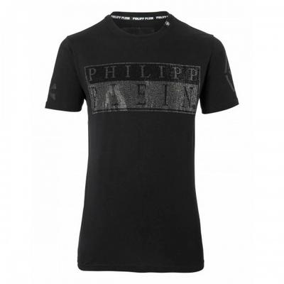 Мужская однотонная футболка Philipp Plein с логотипом и кристаллами