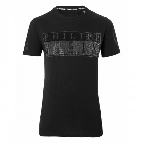 Philipp Plein Mens Monotone Logo Diamante T-Shirt
