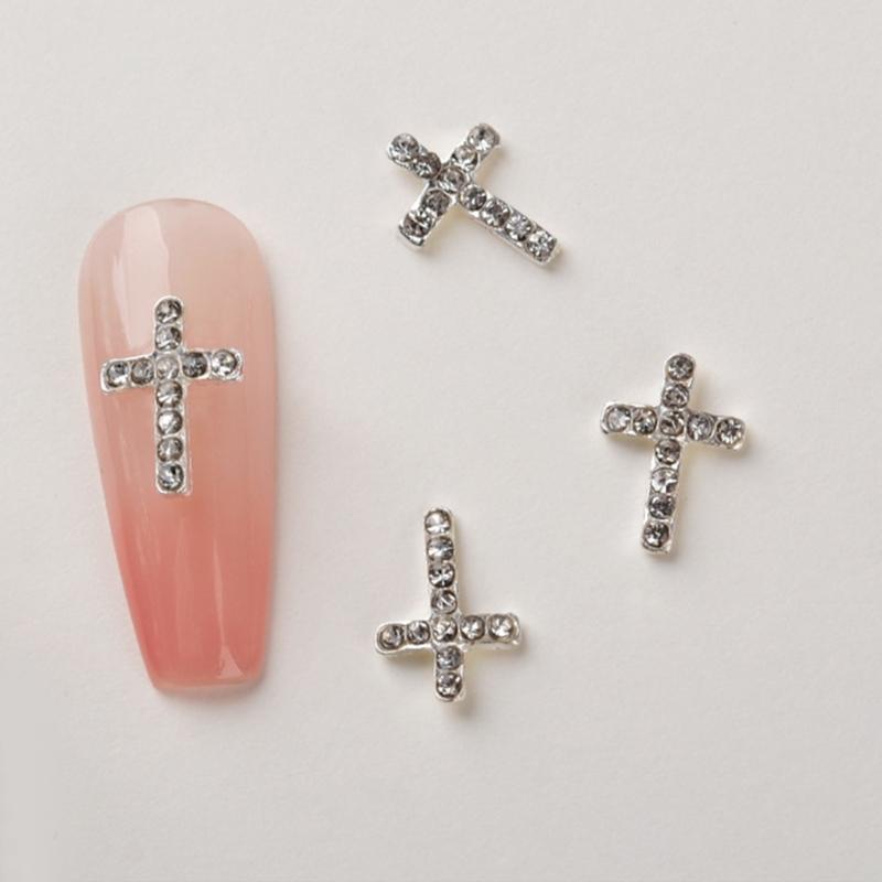 10 шт. 3D крестовые charms для ногтей, сплав, ретро крестовые charms для ногтей, украшения, DIY, сплав, украшения для ногтей