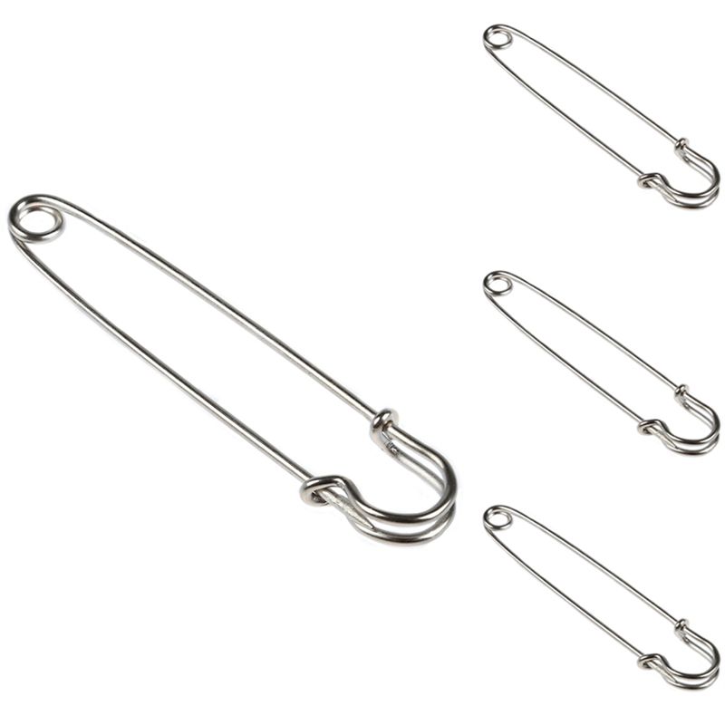 A84E-100PCS 4 Inch Metal Safety Pin--Big & Strong Enough To Hold Heavy-Weight Fabrics And Materials Canvas,Leather,Upholstery