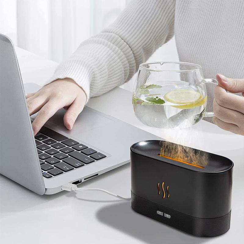 Air Humidifier Night Lamp Flame Effect + 3 Fragrance Oils