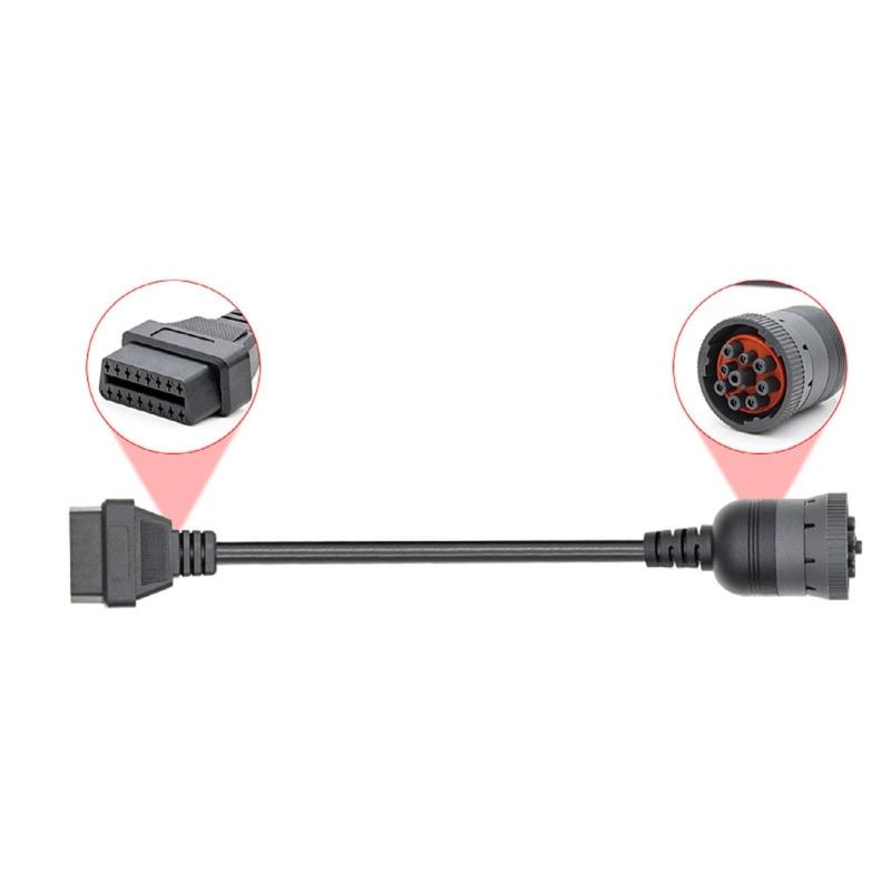 Heavy Duty J1939 9Pin To OBD2 16Pin Diagnostic Adapter Cable for Truck Diagnostic Tool Rubber Construction