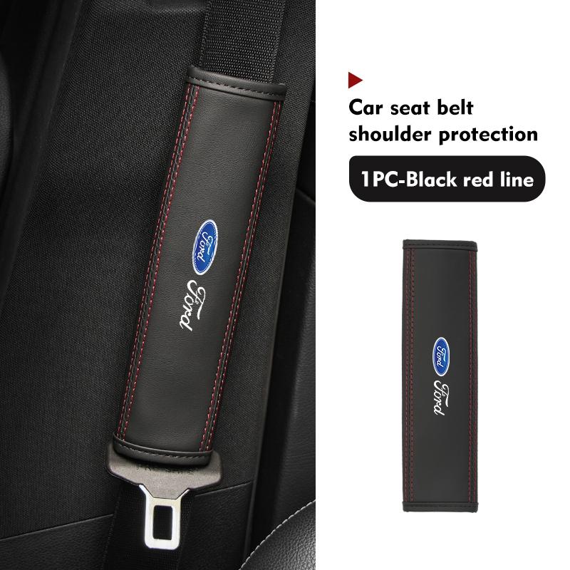 JQOZ8 Leather Seat Belt Shoulder Cover Trim Edge Three Color Anti‑Scratch For Ford Fiesta Ranger Mondeo Escape Ecosport Fusion