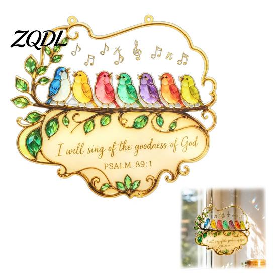 Bird Lover Gifts Acrylic Songbird Window Hanging Pendant, Inspirational & Floral Sun Creative Home Decor Catcher, Religious Bible Verse Decor,