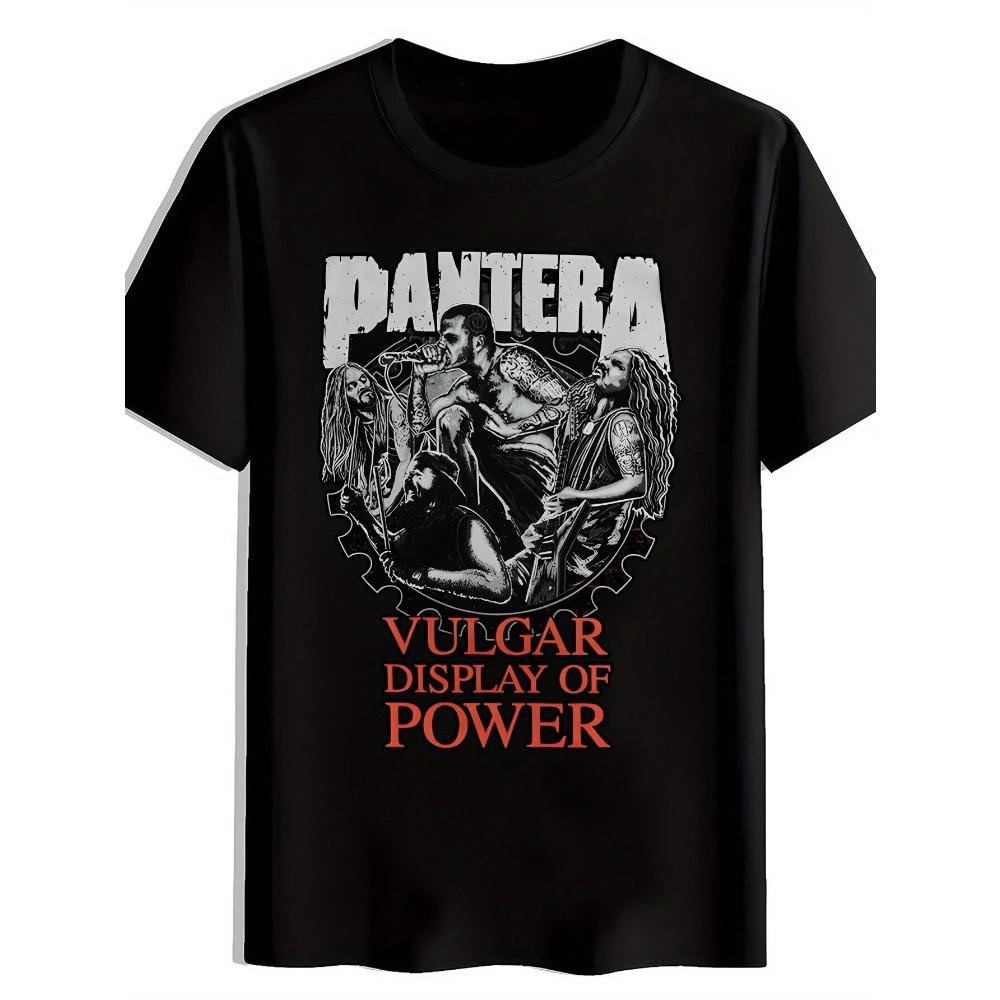 Мужская футболка с рисунком в стиле ретро-рок, черная, Pantera Vulgar Display of Power Design, летняя, с коротким рукавом и круглым вырезом, из полиэстера
