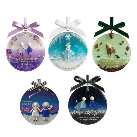 Украшение-дружба из морского стекла Круглое Ручной работы Украшение на елку из морского стекла с трогательным посланием Подарки дружбы для лучших друзей