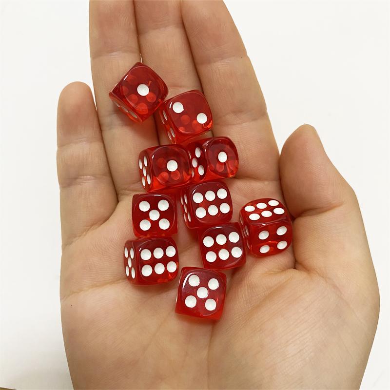 10Pieces/Lot 12mm Clear Acrylic 6 Sided D6 Point Dice With Round angle Dice For Club/Party/Family Board Games