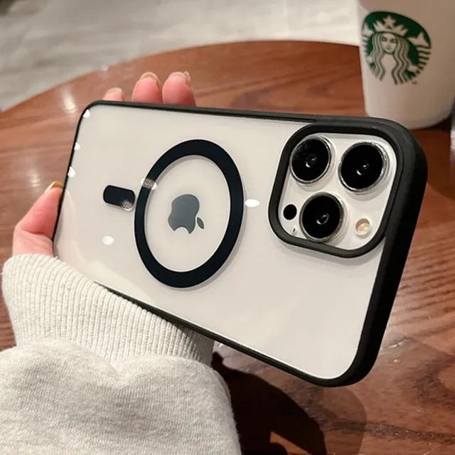 For iPhone 16 Pro Max Luxury Magsafe Magnetic Candy Frame Phone Case For iPhone 11 12 13 14 15 Plus Transparent Protective Cover