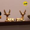 Brass Deer for Home Decor - 2 Piece (6.5 Inches,) - 100% Pure Brass | Decorative Brass Deer (Hiran) for Desk, Car, and Home Decor