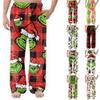 Men's Flannel Pocket Casual Pants, Printed Pocket Casual Pants, Home Sleeping Pants