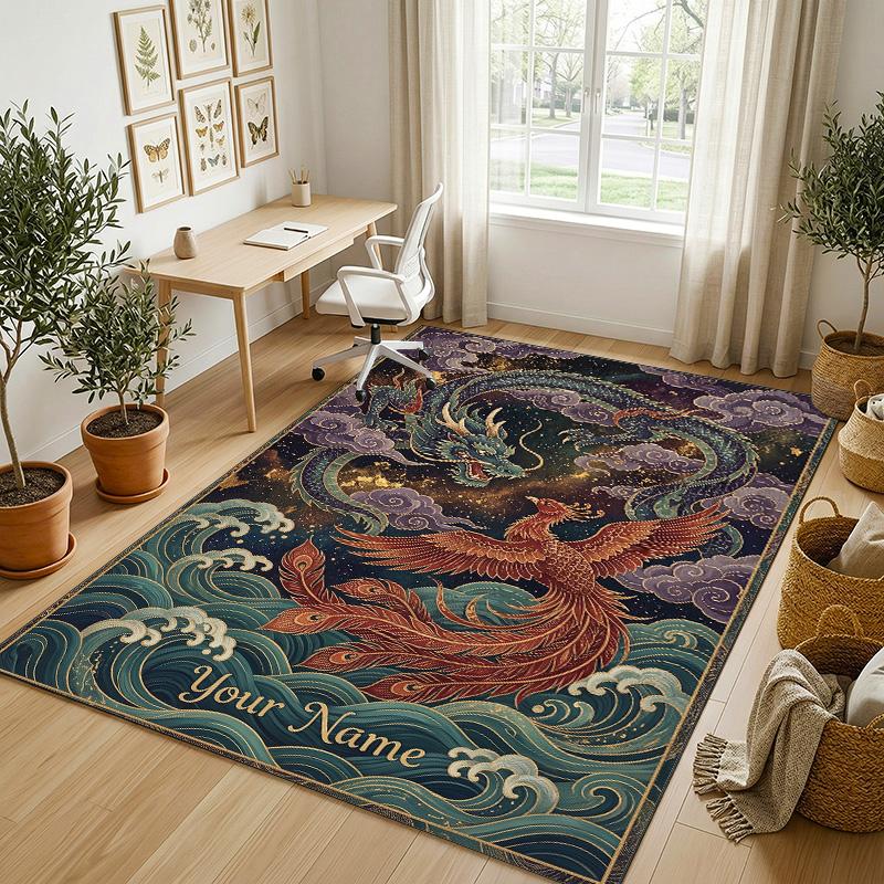 Mystical Spiral Theme Soft Crystal Velvet Rug Custom Name & Text Print Non Slip Floor Rug for Bedroom Living Room