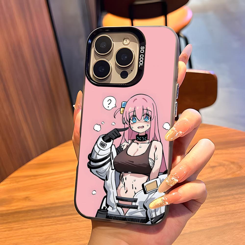 Чехол для телефона Bocchi The Rock из аниме для IPhone17 Air 16 15 14 Plus 13 12 11 Pro 7 8 XS Max XR Серебристый Черный Бамперный чехол