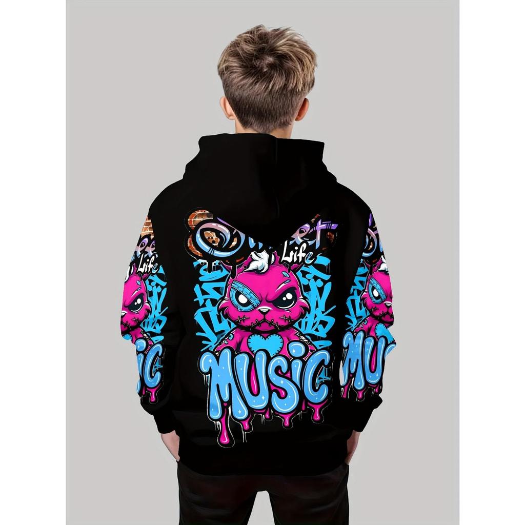 Новая толстовка с капюшоном с 3D-принтом, модная толстовка с длинным рукавом и капюшоном, удобный пуловер для мальчиков и девочек, детская толстовка