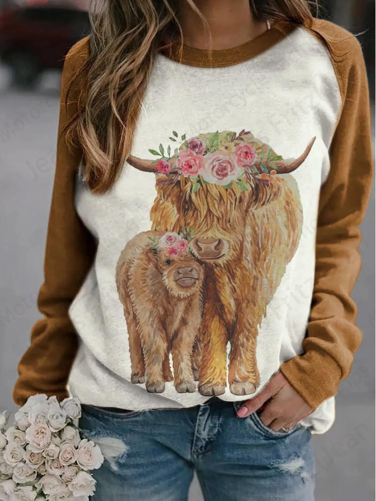 Funny Chicken Cow 3d Print Hoodie Women Fashion O-neck Hoodies Female Sweats Cartoon Animal Coat Girl Clothes Kawaii Sweatshirt