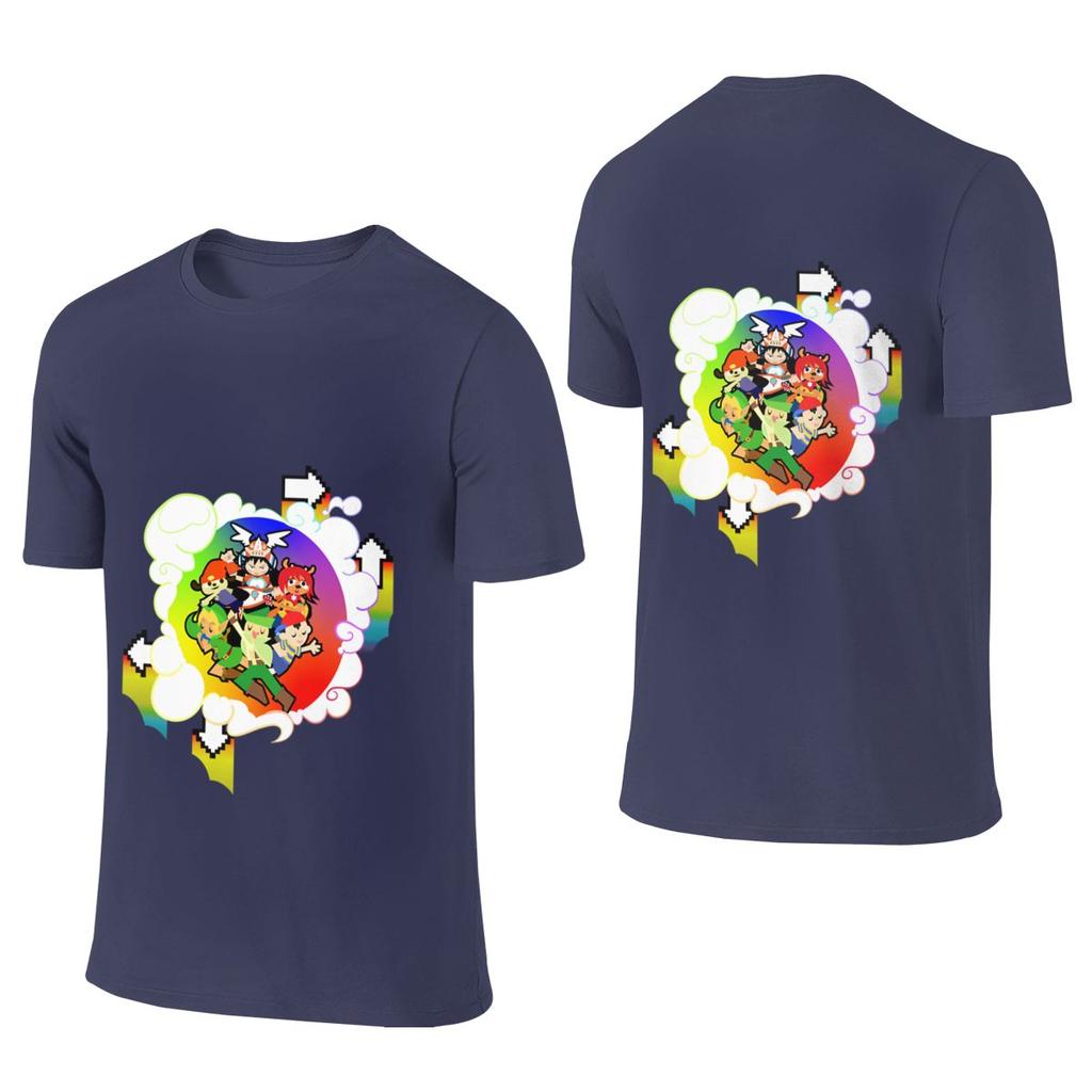Rainbow Battle Rhythm Design Fitted Reversible Tshirt Distressed Retro Niche Cotton Tee
