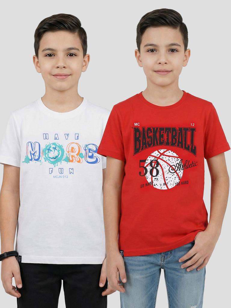 Monte Carlo Boy Regular Fit Red-White Tshirt