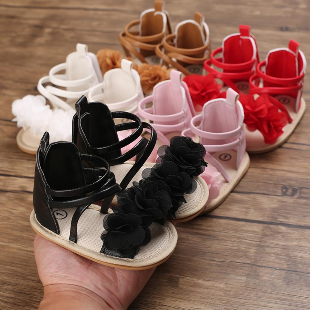 Летние сандалии для маленьких девочек, повседневная пляжная обувь, противоскользящая обувь из искусственной кожи для новорожденных, обувь для первых прогулок, От 0 до 18 месяцев