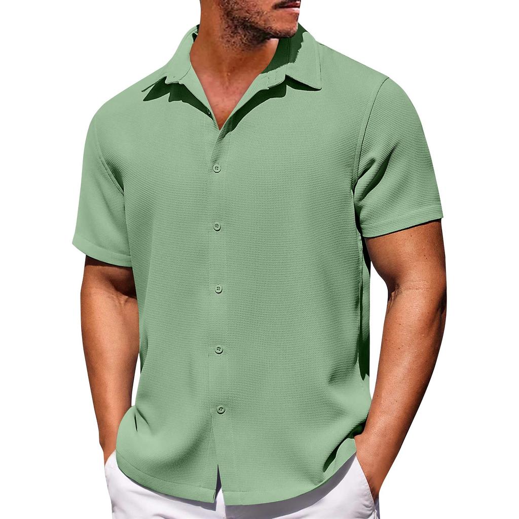 Мужские однотонные рубашки с короткими рукавами на пуговицах. Мужские повседневные модные рубашки с короткими рукавами.