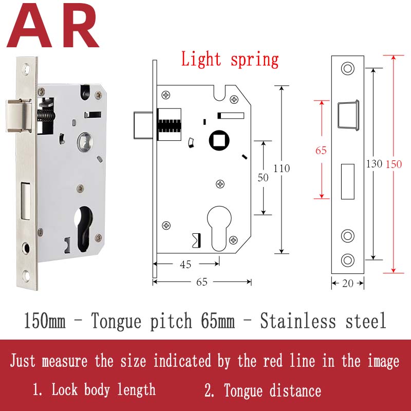 Stainless Steel Lock Body Lock Core Indoor Bedroom Lock Tongue Lock Universal Type Room Household Silent Wooden Door Lock