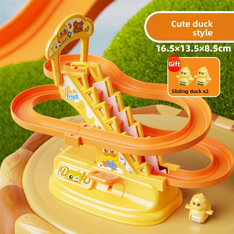 Маленькая желтая уточка Детская игрушка для подъема по ступенькам с горкой для развития моторики