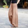Женские брюки wide leg из хлопка и льна, женские длинные брюки, весна и лето, женские, с высокой талией, прямые, однотонные, свободные и тонкие, повседневные брюки, женские