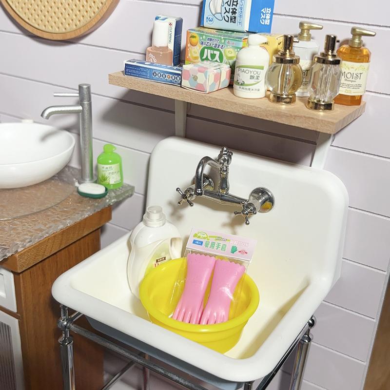 1 пара резиновых перчаток для кукольного домика, имитация длинных перчаток для уборки, декор для кукольной кухни 1:12 Аксессуары для мебели для кукольного домика