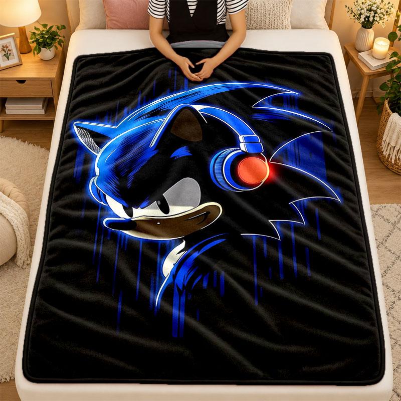 Flannel BlanketSonic the Hedgehog Warm Soft Throw Blanket for Indoor Sofa Bed Living Room Use