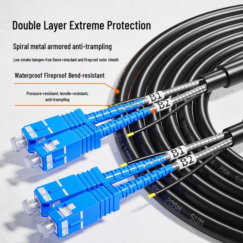 Outdoor Armored Duplex SC-SC Single-Mode Fiber Optic Patch Cable