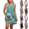 Женское повседневное гавайское праздничное платье с принтом и U-образным вырезом без рукавов, пляжное платье