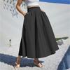 Женская весенняя повседневная длинная юбка с оборками, однотонная юбка, ретро-юбка в складку