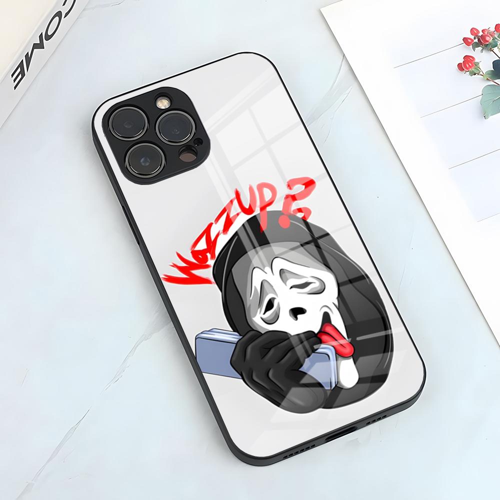 Чехол для телефона 'Лицо призрака Крик' Для IPhone 17 Pro Max 15 Pro 16 14 Plus 12 13 Mini 11 Pro Ударопрочный стеклянный чехол