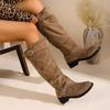 Autumn and Winter New Pleated Piled Boots Women's New Thin Thick Heel Thick Sole Suede Fashion Boots But Knee Boots