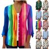 Women's Loose Casual Caot Printed Three Quarter Sleeve Flared Sleeve Button Cardigan Jacket