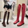European & American Style Lace-Up Over-the-Knee Round Toe Long Boots for Women, Large Size 43, Autumn/Winter 2020.
