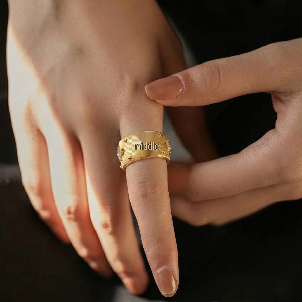 Copper Alloy Starburst Open Ring - High-End Autumn/Winter Fashion Accessory