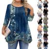 Womens Plus Size 3/4 Sleeve Shirts  Round Neck Tunic Tops Basic Loose Fit Tee Tops L-5XL