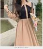Korean Style Contrast Color Dress: Versatile, Fashionable, Comfortable Long Skirt for Spring & Autumn 2025