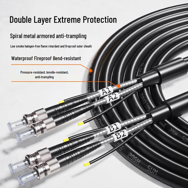 Outdoor Armored Single-Mode ST-ST Fiber Optic Patch Cable