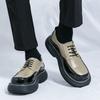 Повседневная мужская кожаная обувь на толстой подошве, модные дизайнерские стили, для уличной вечеринки, для улицы, для молодежи, на каждый день, черная, универсальная