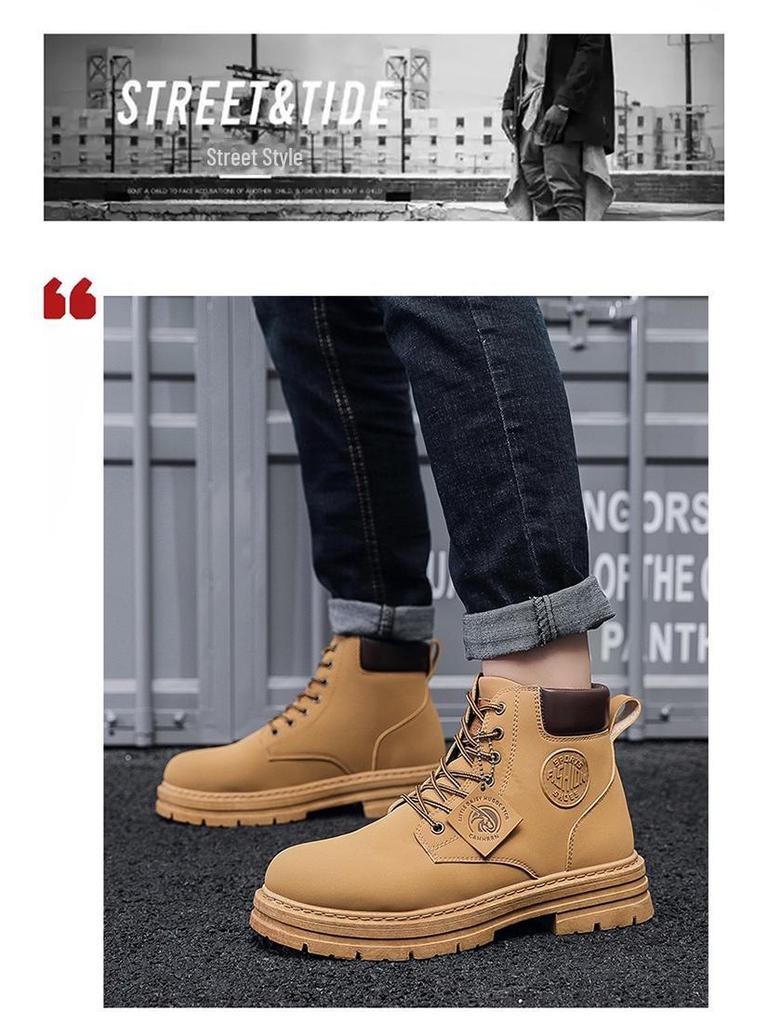 2024 Unisex High-Top British-Style Non-Slip Work Boots: Autumn/Winter Korean Version with Thick Soles