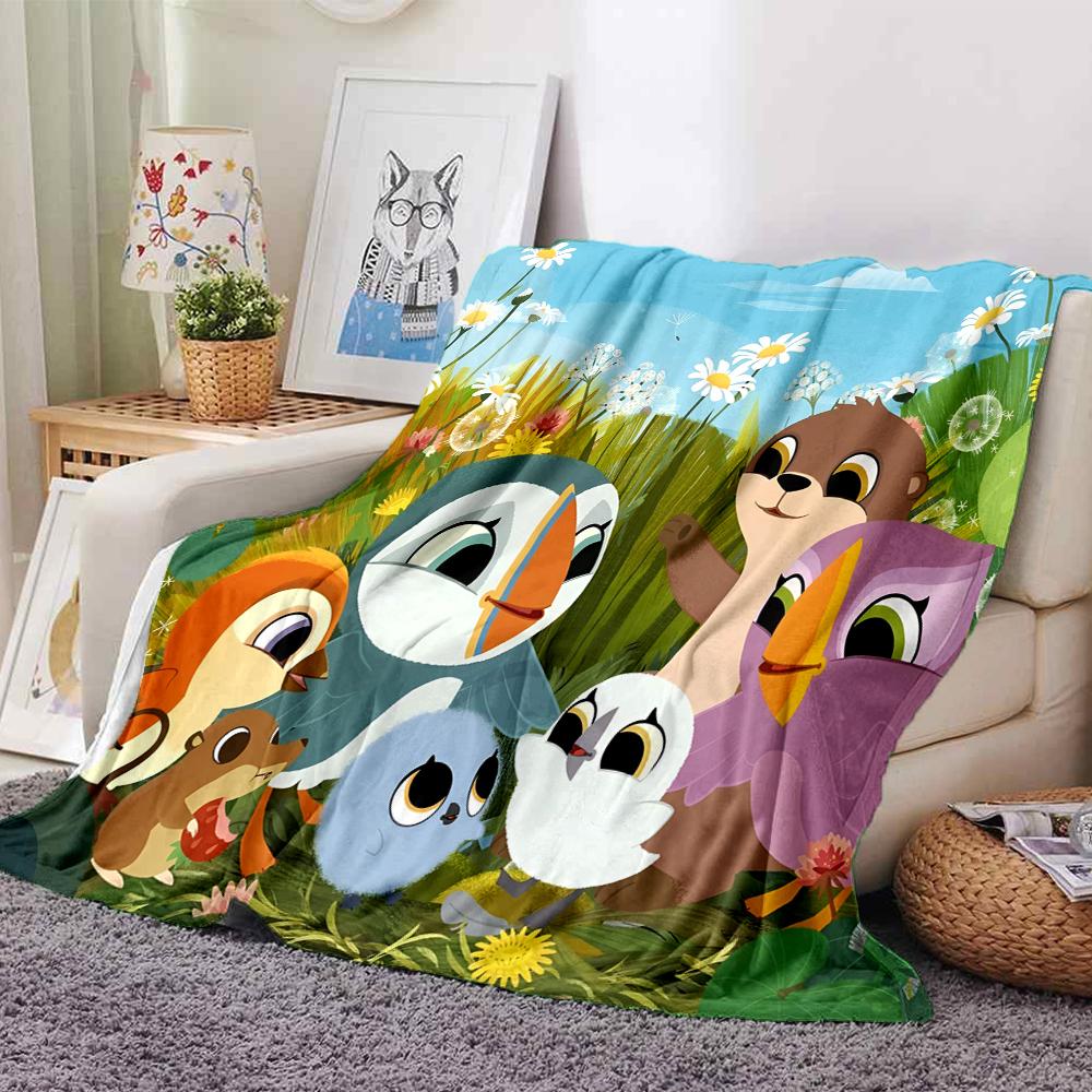 puffin rock Theme Printed Blanket - Perfect for Couch, Bed, Travel & Outdoor Use | Machine Washable, Cozy & Durable.