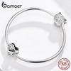 BAMOER 925 Sterling Silver Cat Love Heart-shape Charm Paw Footprints Heart Charms Beads Fit Original Bracelet