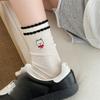 Белые носки для женщин, носки до середины икры для весны и осени, тонкая дышащая сетка, милый песик Дуй Дуй, длинные до икры, бесшовные и модные