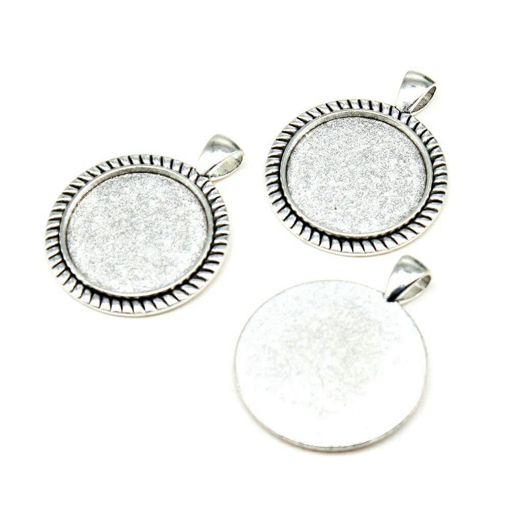 Подходит для круглого стеклянного кабошона 25 мм, поднос для установки, античное серебро, цветные компоненты, украшение ручной работы для изготовления ювелирных изделий